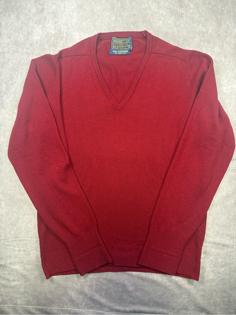 EUC 100% Cashmere Vintage Sir Pendleton Men's V-Neck Sweater - Deep Red